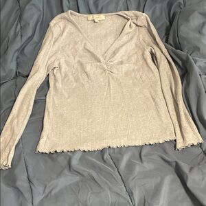 LOFT Light Gray Long Sleeve Top